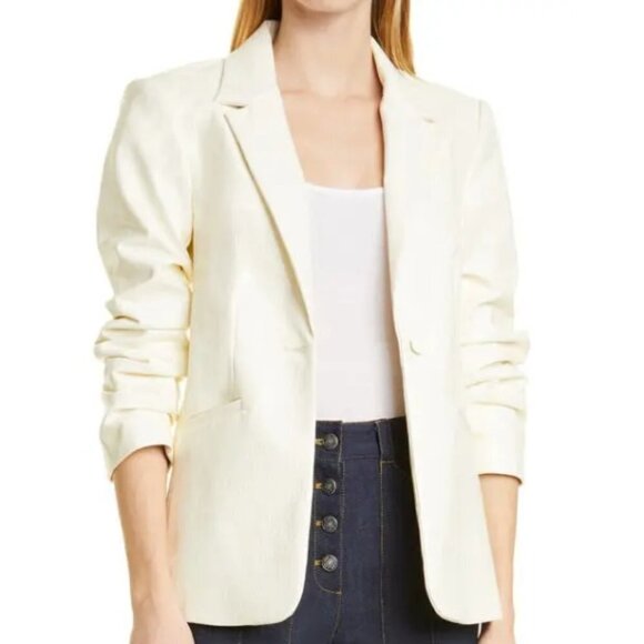 Cinq a Sept 'Kylie' Faux Croc-Embossed Jacket Blazer, Alabaster - Picture 1 of 3